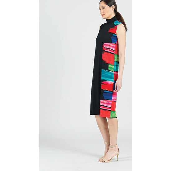 Patterned Mock Neck Midi Tank Dress