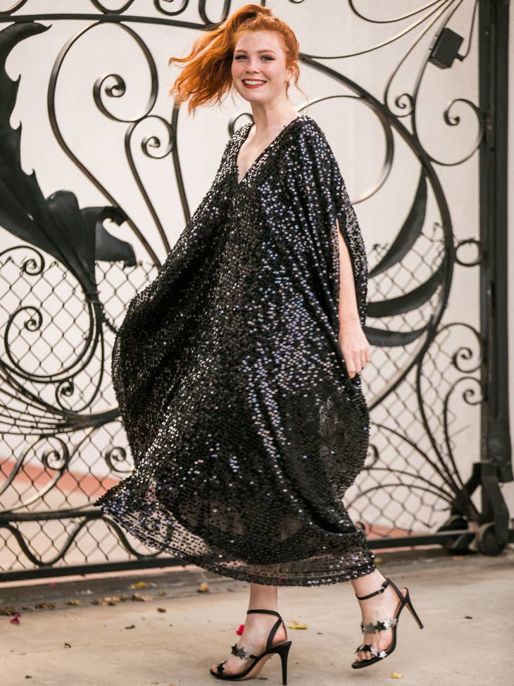 black sequin dress shoes Black Sequin Caftan – Treaty General Store