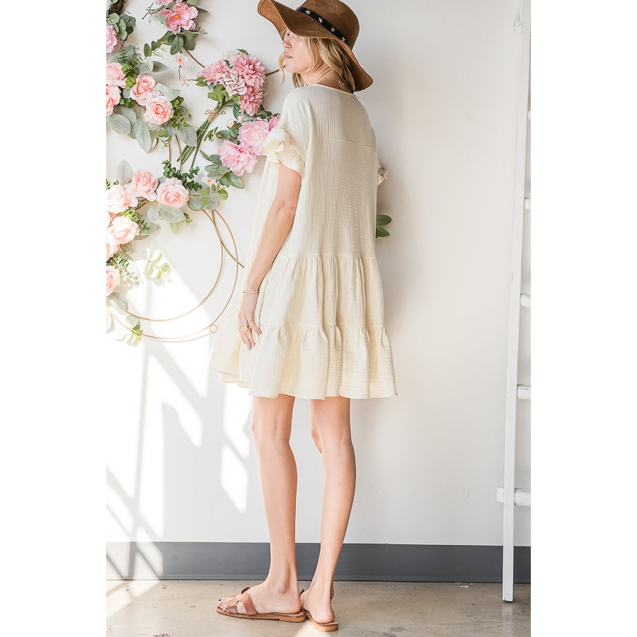 Ruffle Sleeve Tiered Mini Dress