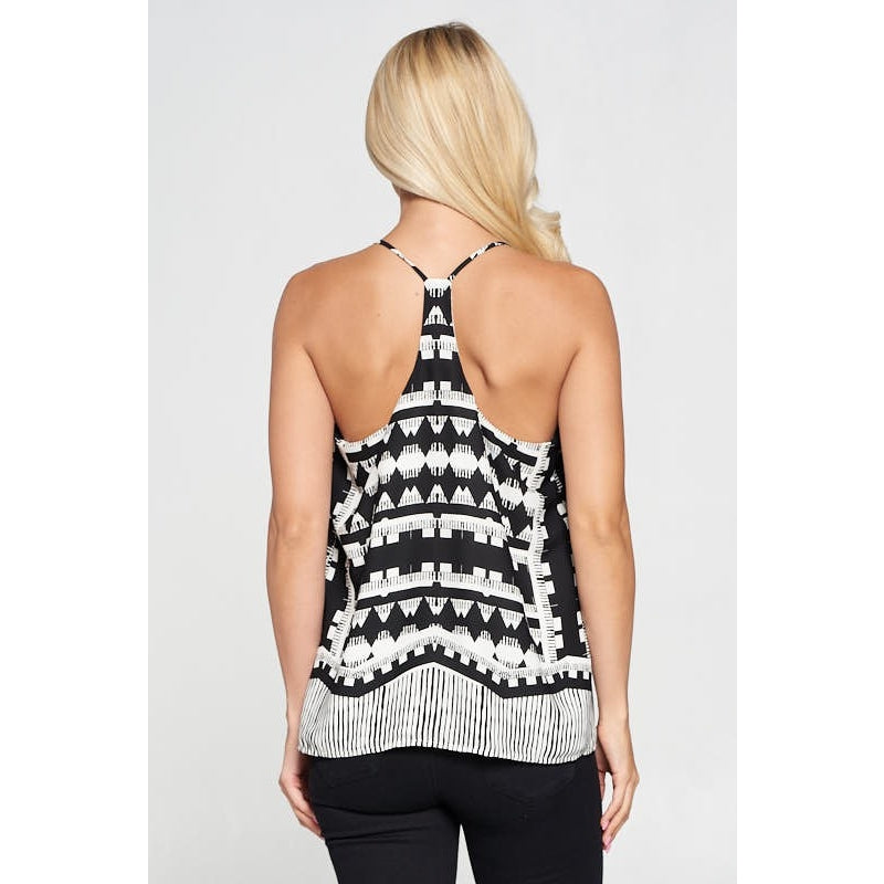 Geo V Neck - Black & White - Final Sale