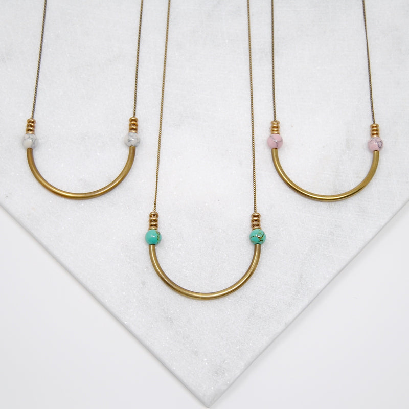 Beaded Boho Necklace - Mauve