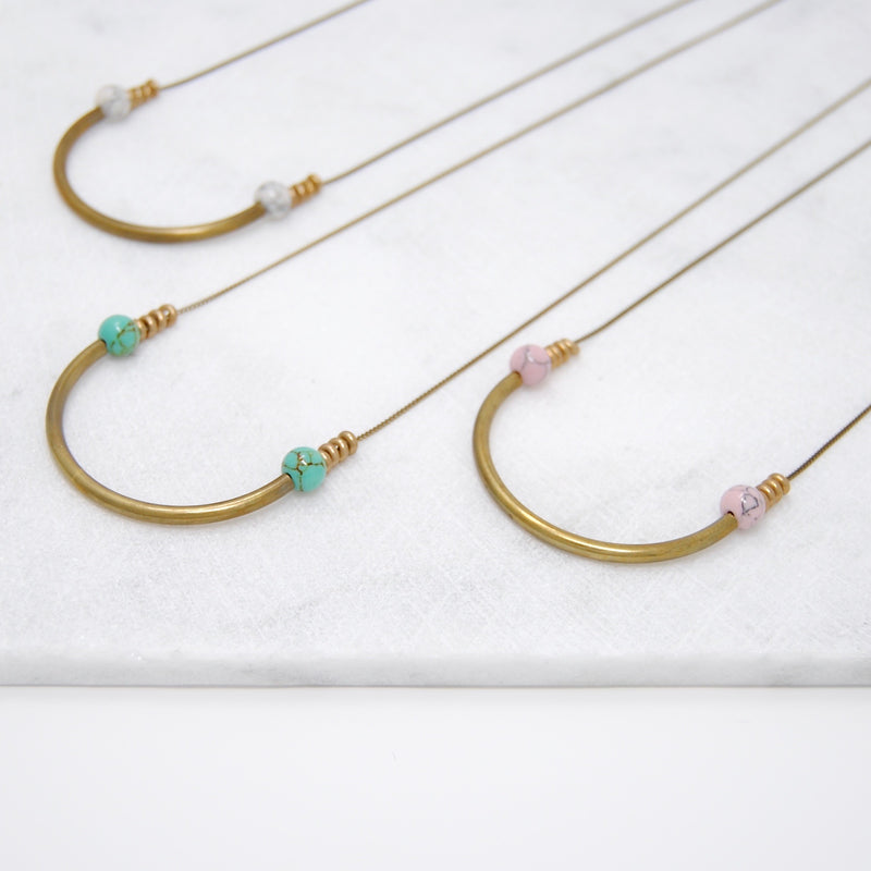 Beaded Boho Necklace - Mauve