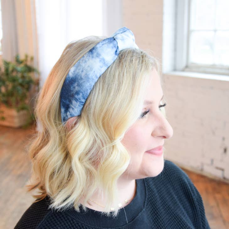 Knotted Headband - Blue Tie Dye