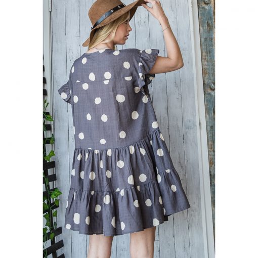Dot Print Dress - Grey