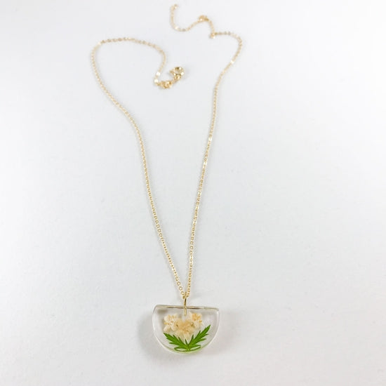 Botanical Half Moon Pendant - Elderberry Flower