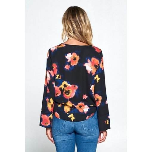 Floral Front-Tie Top