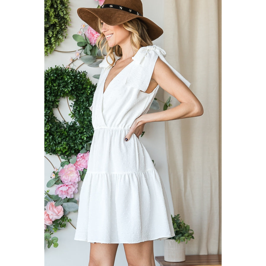 Shoulder Tie Dress - White