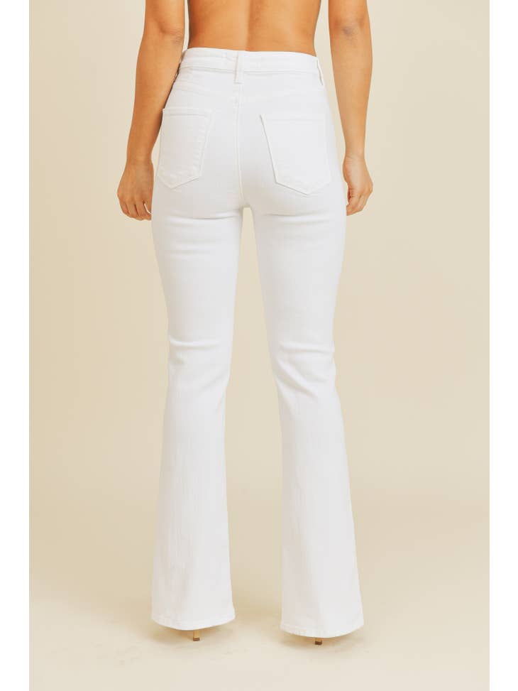 High Rise Front Slit Flare - Optic White - Final Sale