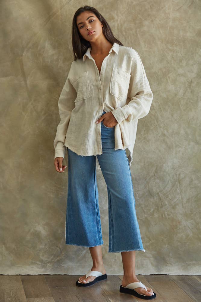 Settle In Button Down Top