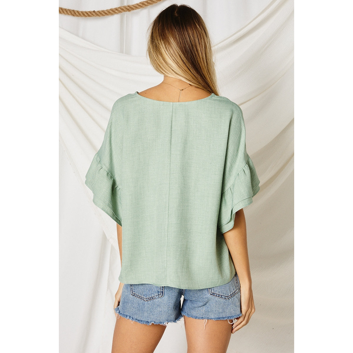 Ruffle Top - Sage