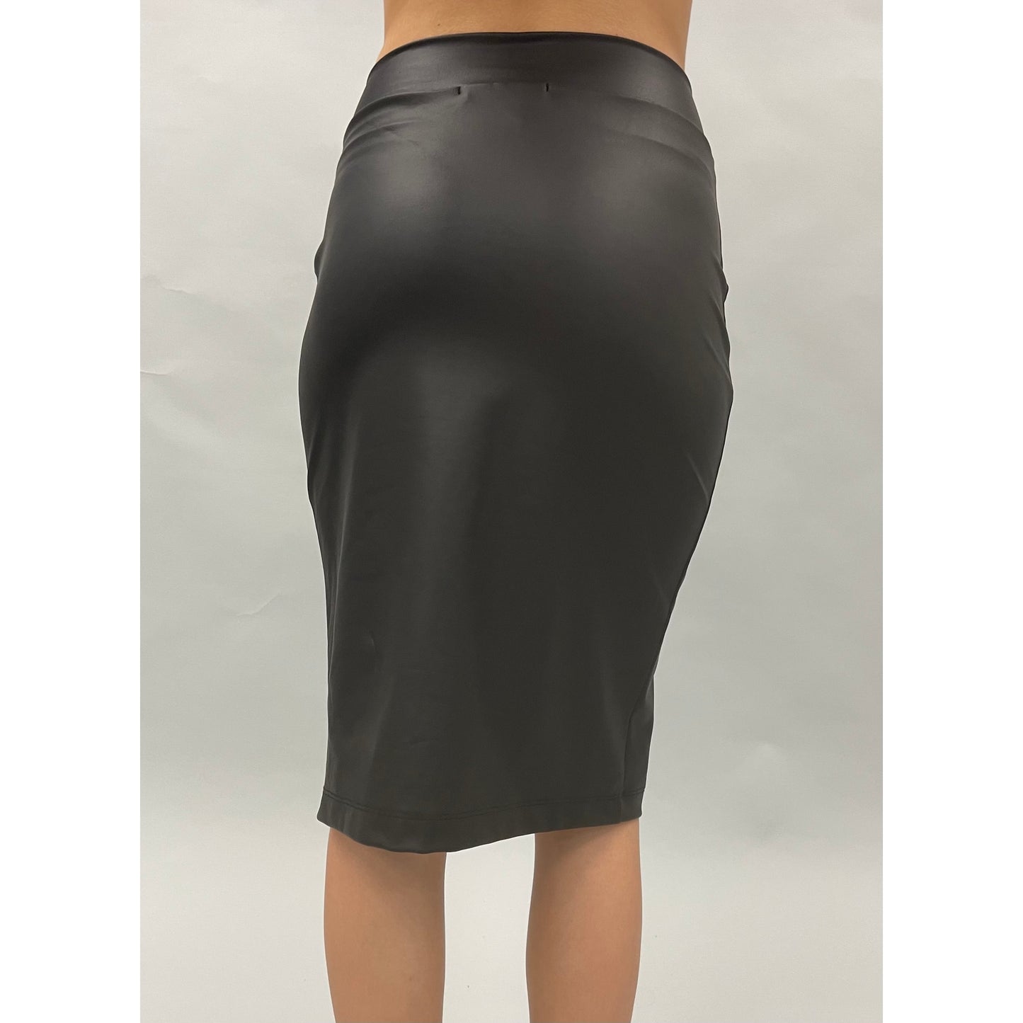 Faux Leather Skirt with Slit