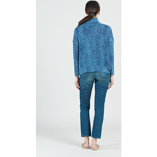 Denim Print Turtleneck Sweater