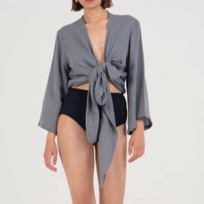Natural Wrap Top - Slate Grey