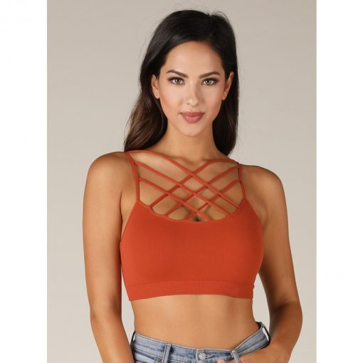 Multi Criss Cross Bra Top - Orange Rust