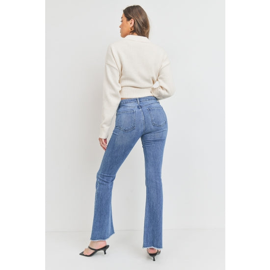 Contemporary Frayed Flare - Medium Wash