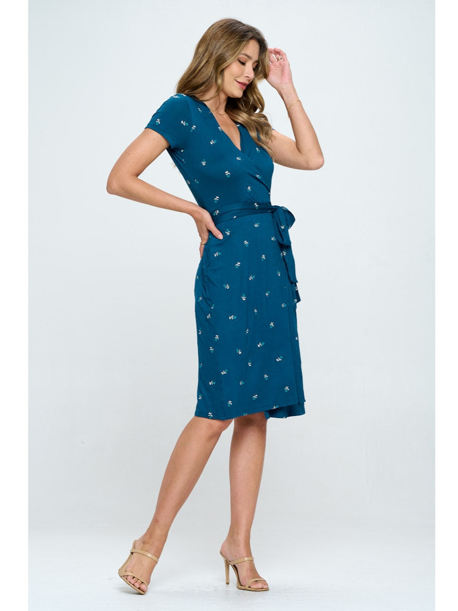 Floral Wrap Dress - Teal