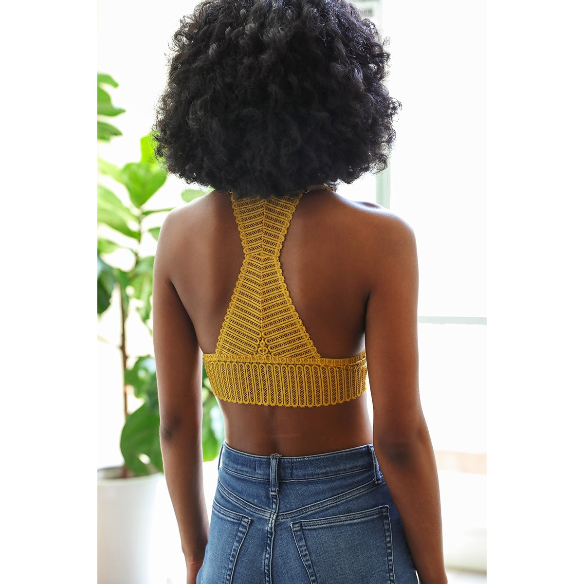 Ribbed Lace Bralette - Ochre