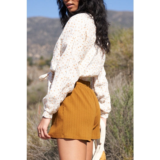 Linen Wrap Blouse - Poppy Print