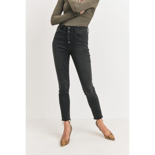 Button Up Skinny - Washed Black