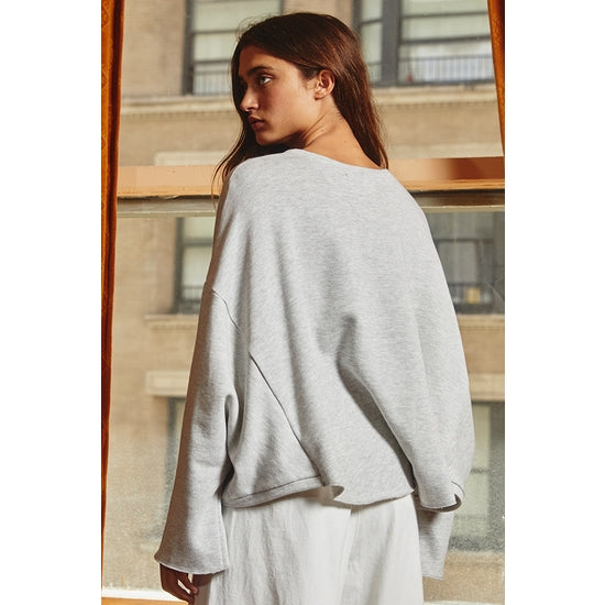 Hi Low Crewneck Crop - Heather Grey