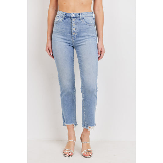 High Rise Vintage Button Down Skinny - Light Wash - Final Sale