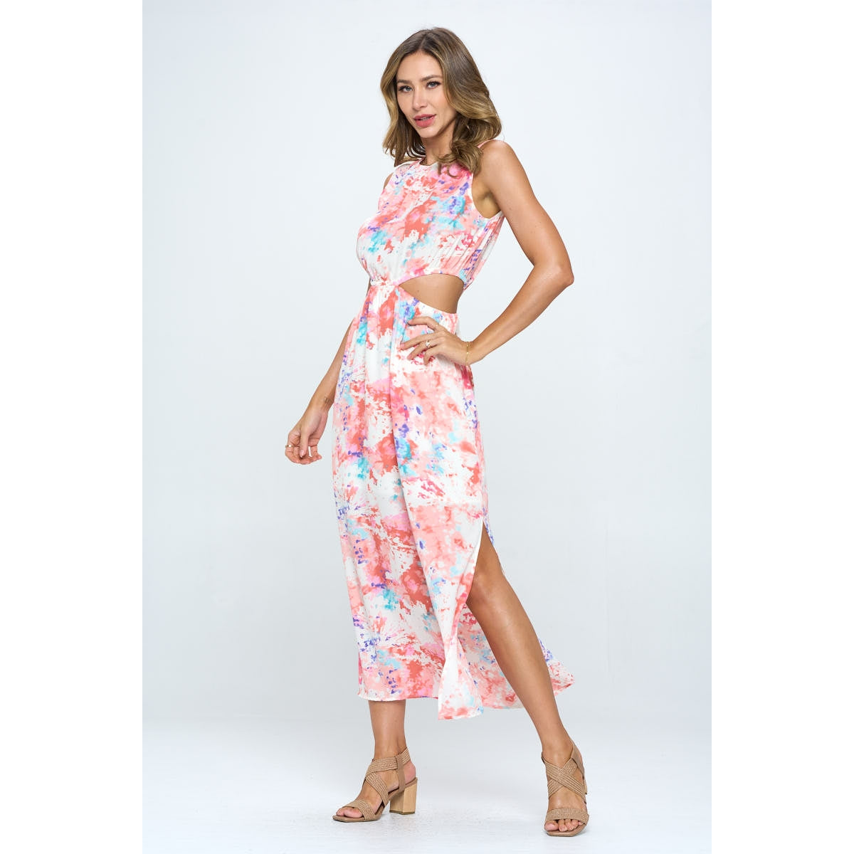 Sleeveless Dress with Side Cutout and Slit