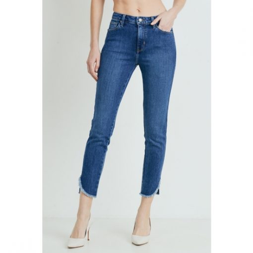 Curved Front Hem Skinny - Dark Wash