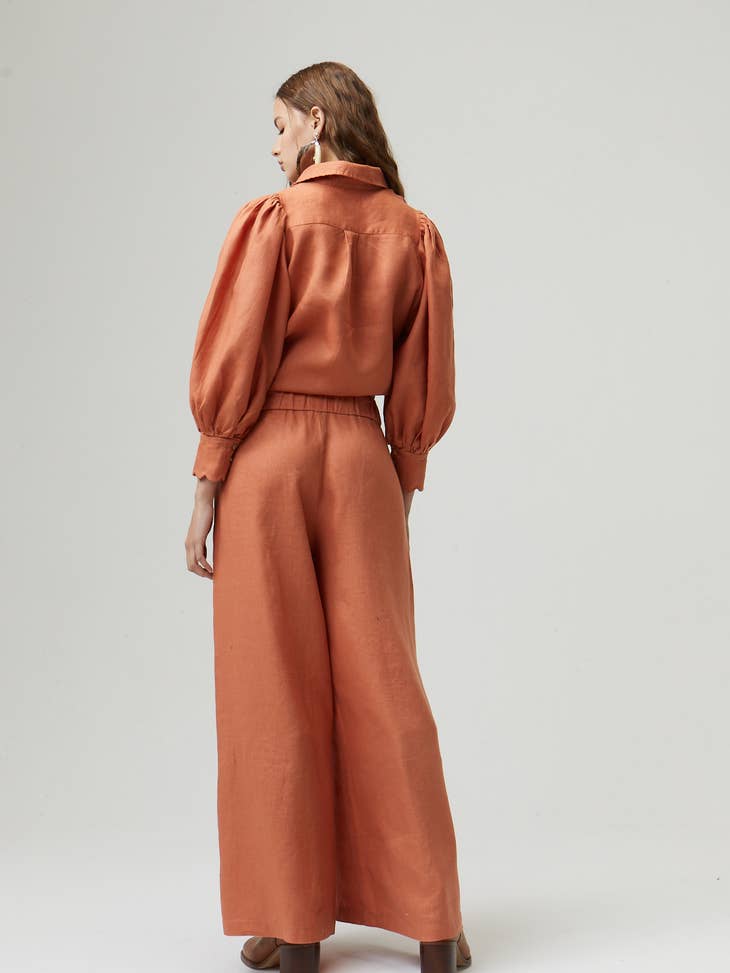 Camille Linen Shirt - Brick