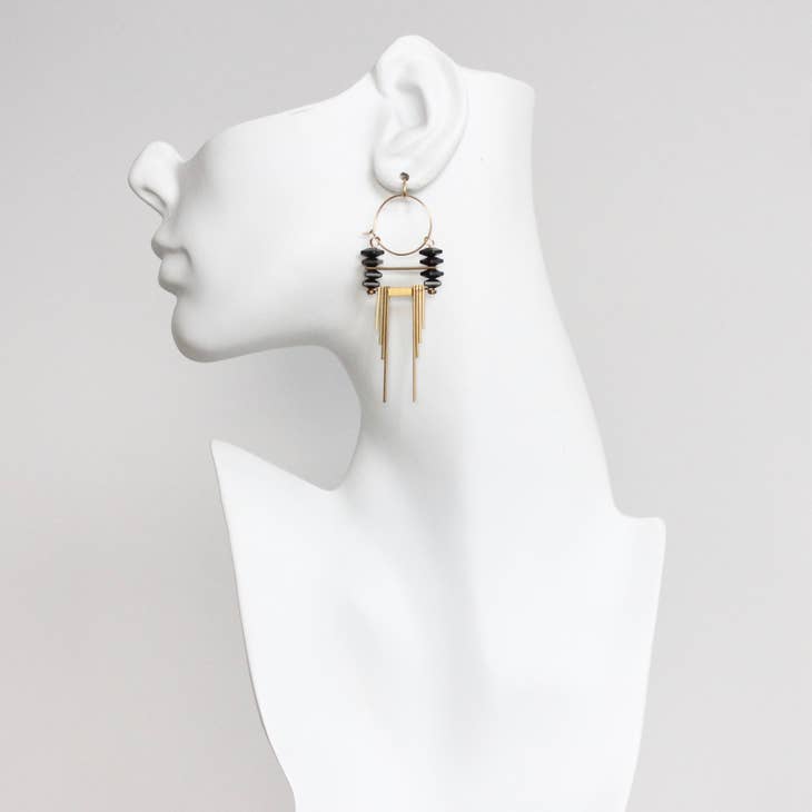 Art Deco Hematite Hoop Earrings