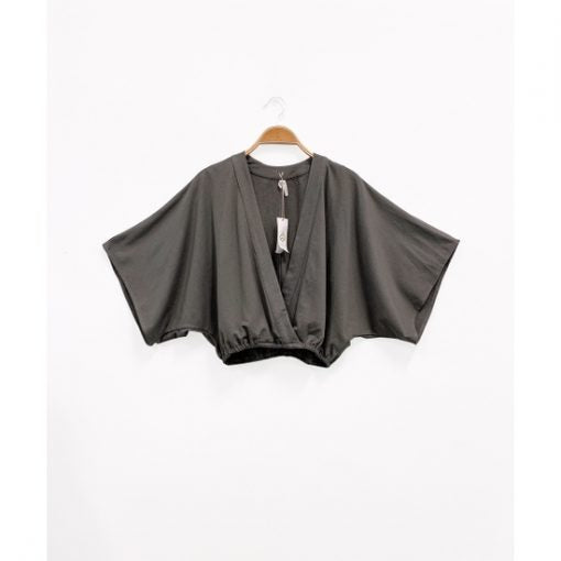 Hemp Crop Kimono Top - Dull Grey