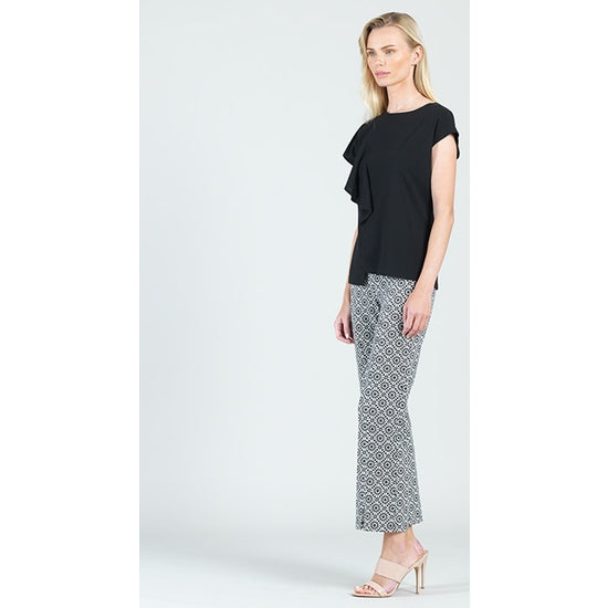 Ruffle Drape Cap Sleeve Top