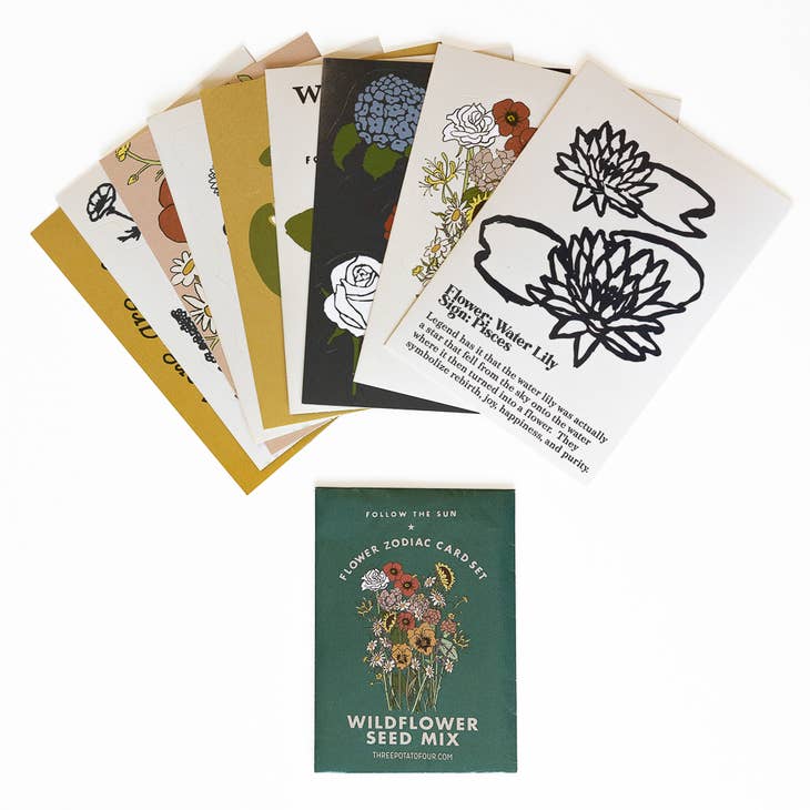 Flower Zodiac Sticker Card Set - Pisces