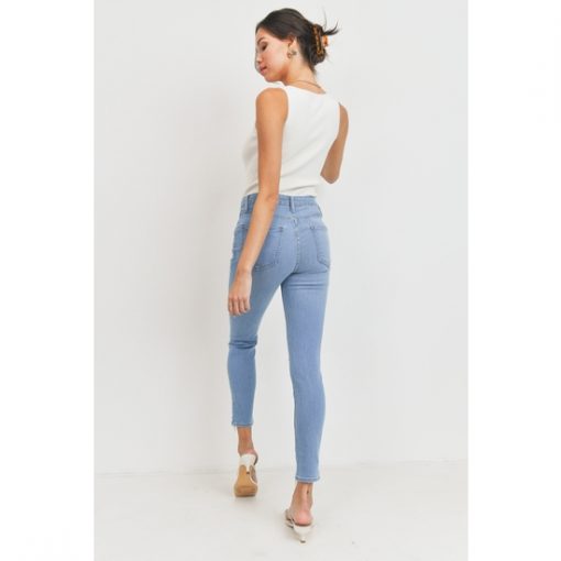 High Rise Knee Distressed Skinny - Light Wash