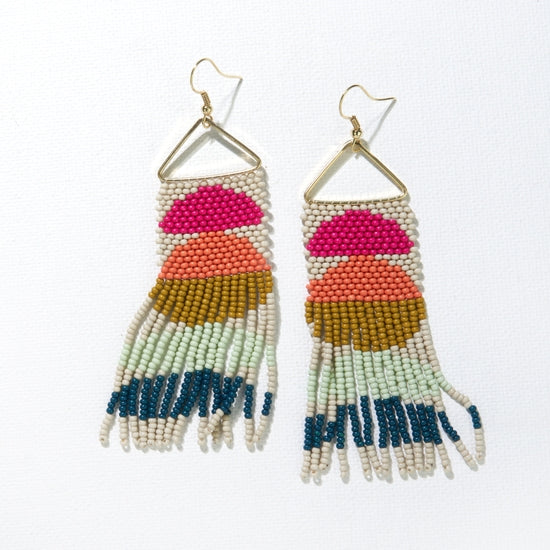 Peacock Half Circle Triangle Earring