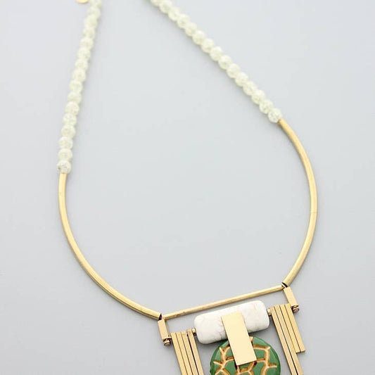 Vintage Glass Geo Necklace