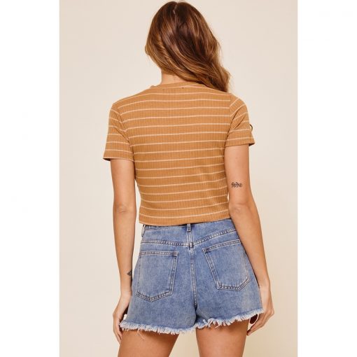 Stripe Crop Top - Camel