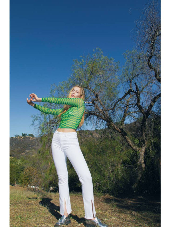 High Rise Front Slit Flare - Optic White - Final Sale