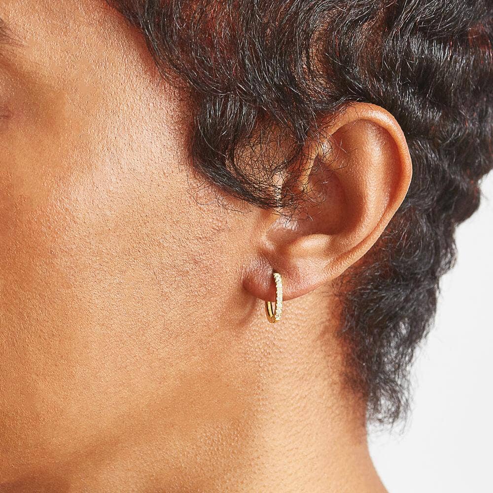 Pave Hoop Earrings - Gold