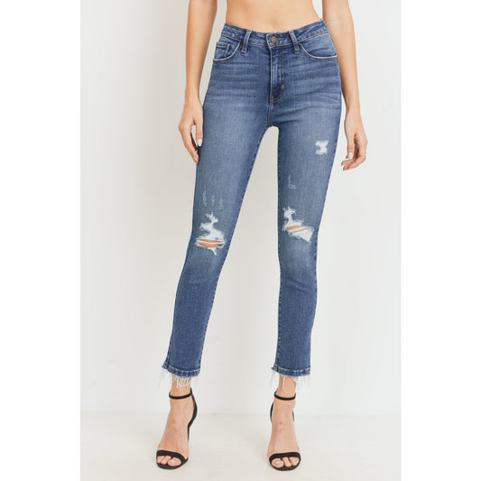 High Rise Destructed Skinny - Dark Wash - Final Sale