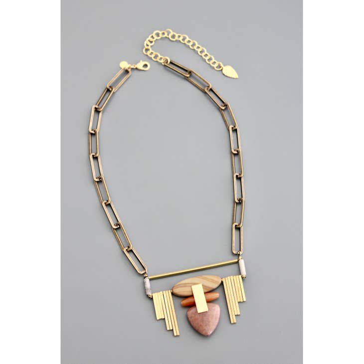 Sandstone Jasper & Jade Geo Necklace