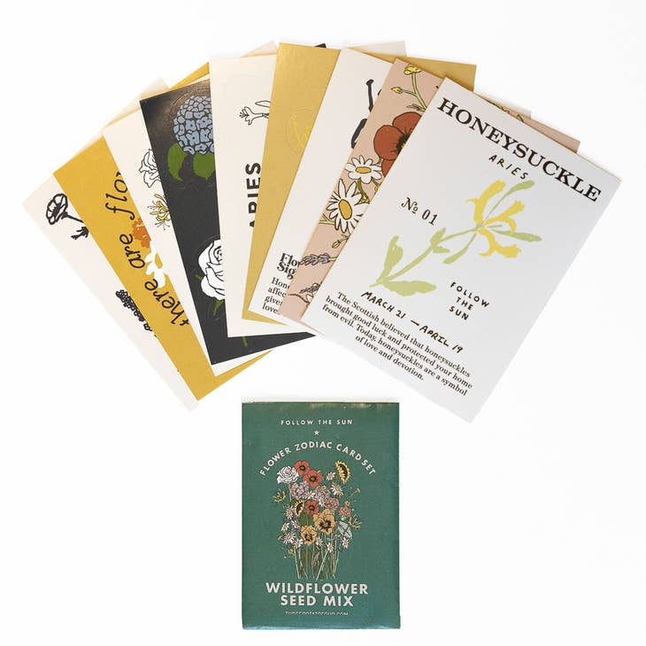 Flower Zodiac Sticker Card Set - Aries