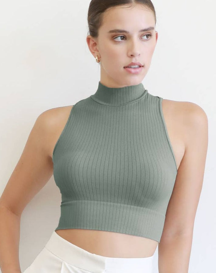 Mock Neck Crop Top - Velvet Sage – Treaty General Store