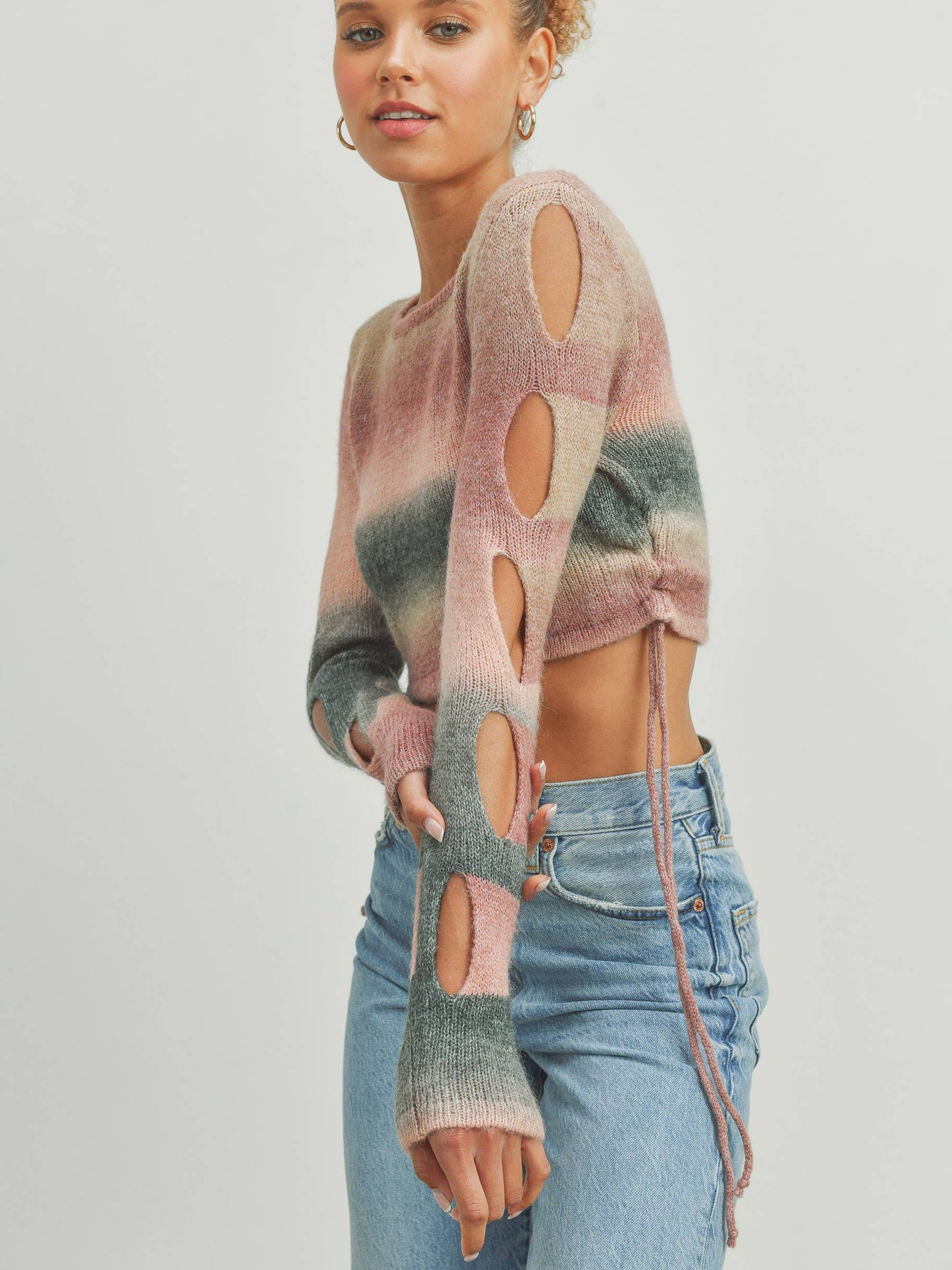 Crop Sweater with Cutout and Side Detail