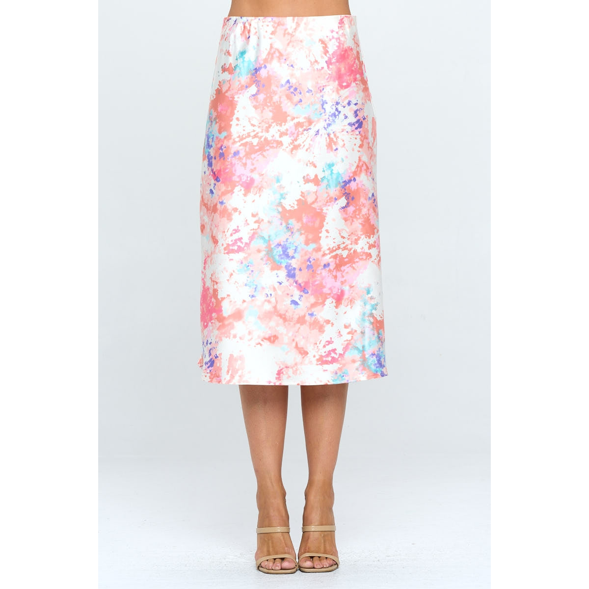 Tye Dye Satin Midi Skirt