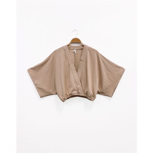 Hemp Crop Kimono Top - Taupe