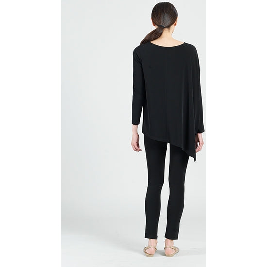Free Flowing Angle Hem Tunic - Black