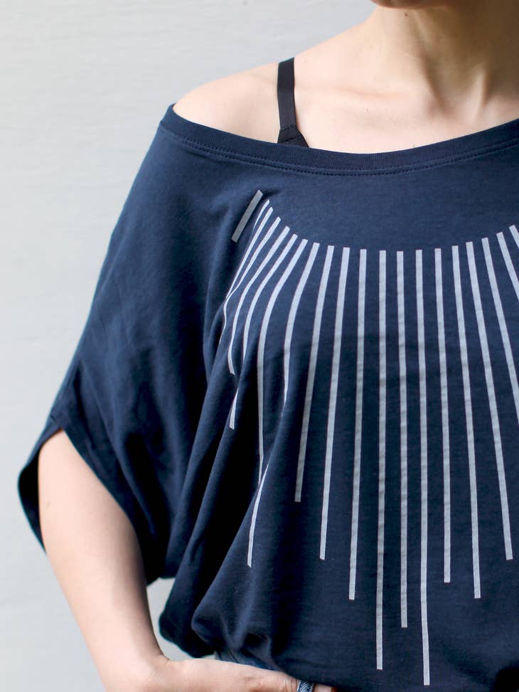 Sun Collar Dolman Sleeve Tee - Blue