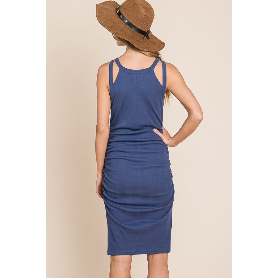Cut-out Shoulder Dress - Navy