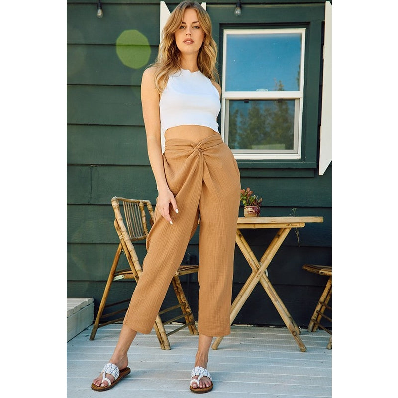 Twist Waist Pants - Latte