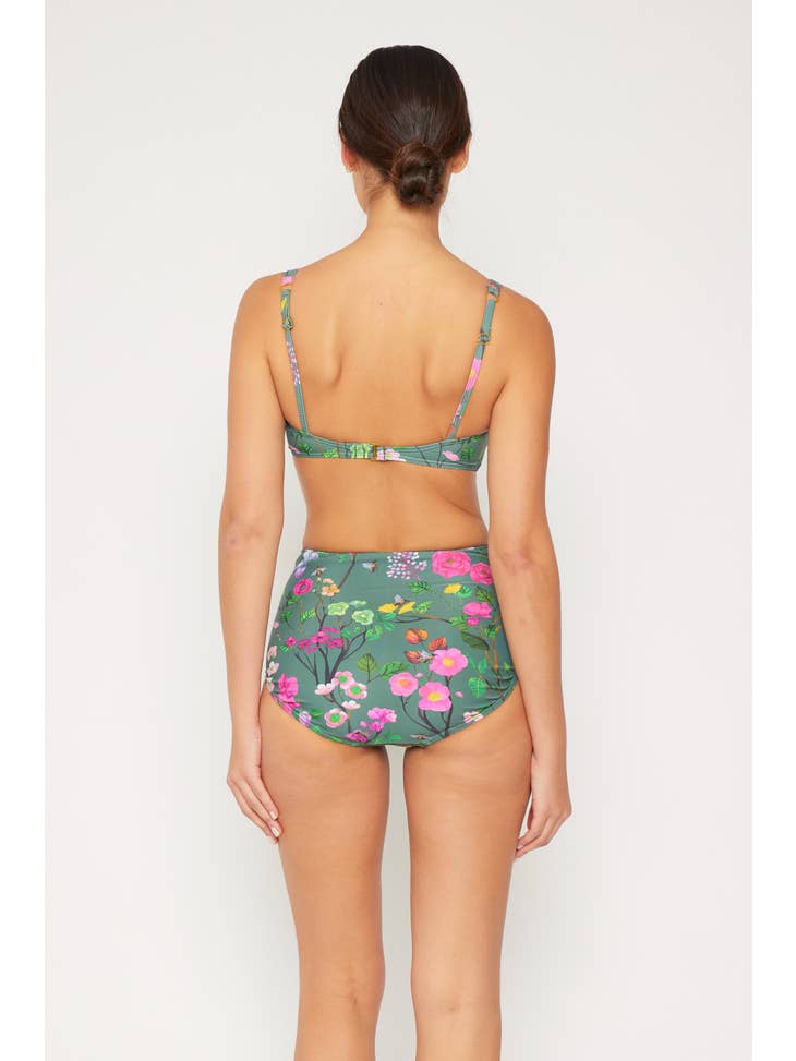 High Waisted Crossed Swimsuit - Cherry Blossom
